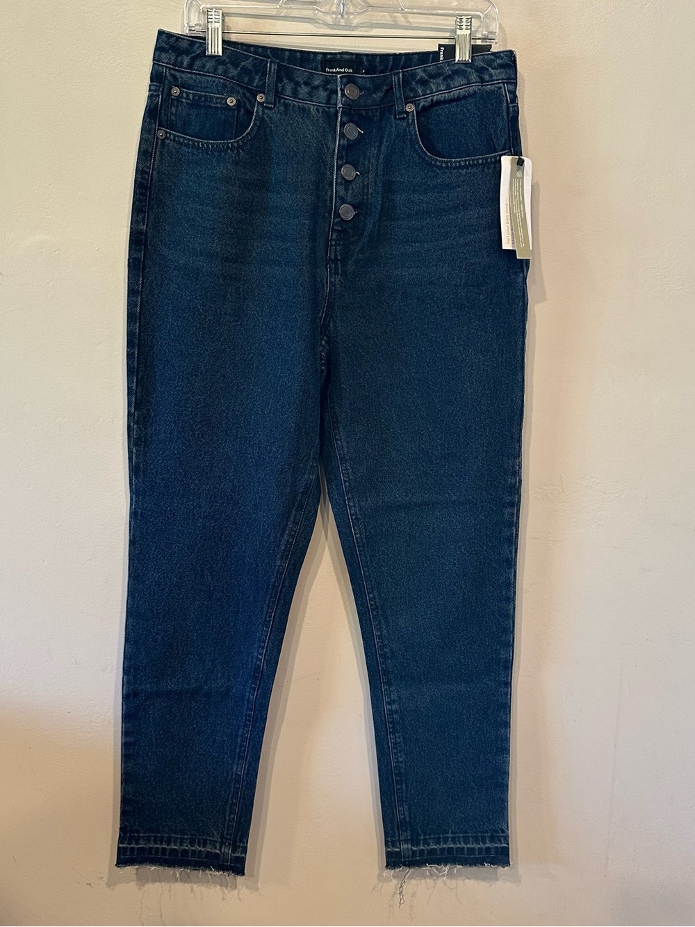 Frank And Oak Stevie High-Rise Tapered Fit Dark Wash Blue Denim Jeans Women’s 30